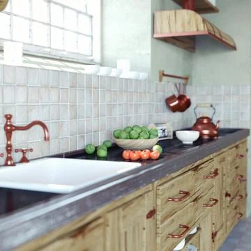Vintage kitchen interior Ilustración de archivo