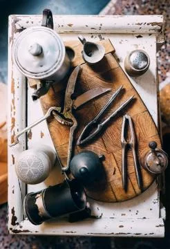 Vintage kitchen props Foto stock