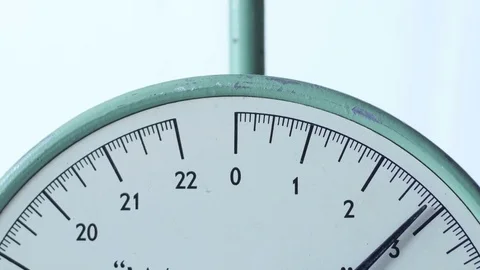 Vintage kitchen scales CU Video stock 78024763