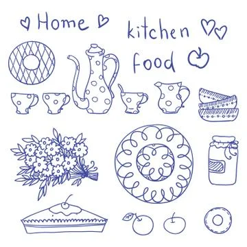 Vintage kitchen set in vector. Illustrazione stock