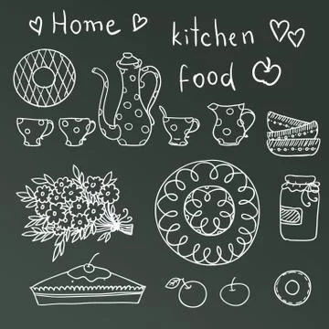 Vintage kitchen set in vector. Stock Illustration