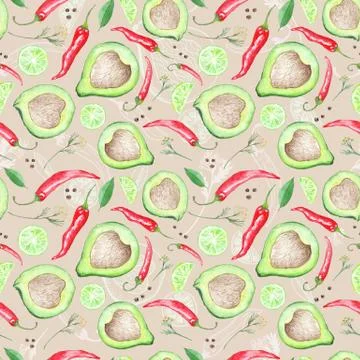 Vintage Kitchen Texture with Avocado Stock Illustration