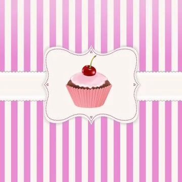 Vintage label with cupcake Stock Illustration