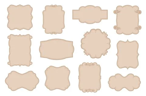Vintage label frames. Luxury blanks, elegant empty shapes, decorative curls Stock Illustration
