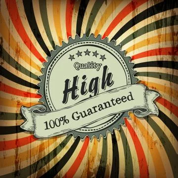 Vintage label with sample text on colorful rays aged background. vector, eps  Stock Illustration