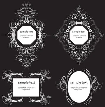 Vintage labels and frames with ornate elegant retro abstract floral design Illustrazione stock