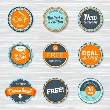 Vintage labels template set. Vector retro badges Stock Illustration