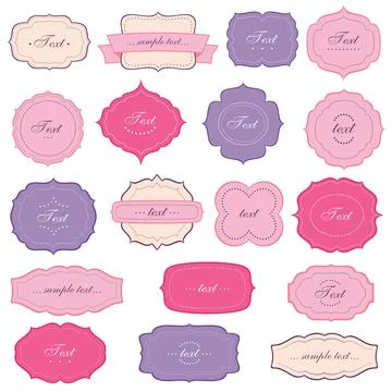 Vintage labels vector set. Old fashioned pastel coloured frames. Stock Illustration