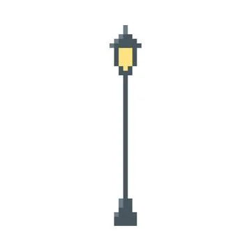 Vintage lamppost pixel art vector icon, 8 bit video game lantern, urban street Stock Illustration
