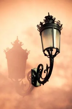 Vintage lantern and shadow Stock Photos