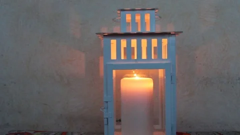 Vintage lantern flame Stock-Footage 76165689