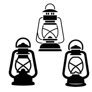 Vintage Lantern Icon Set Stock Illustration