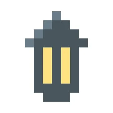 Vintage lantern pixel art vector icon, 8 bit video game retro lantern, street Stock Illustration