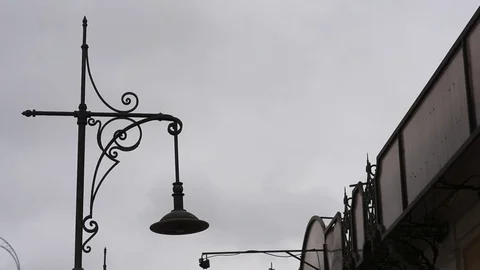 Vintage lantern on sky background Stock Footage 74374759