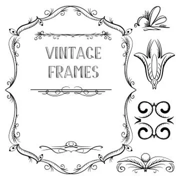 Vintage large frames with decorative elements Illustrazione stock