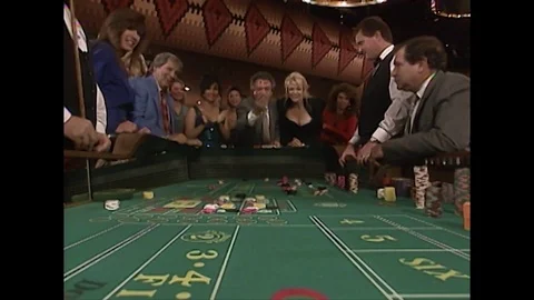 Vintage Las Vegas Casino - Throwing Dice on Craps Table Stock Footage 85994574