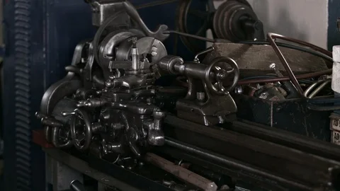 Vintage Lathe Stock Footage 128251395