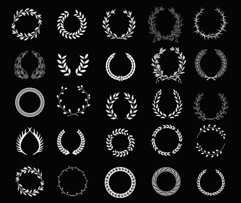 Vintage laurel wreath vector graphics set Stock Illustration