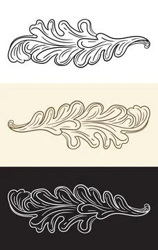 Vintage leaf hand drawing design elements illustration vector 스톡 일러스트
