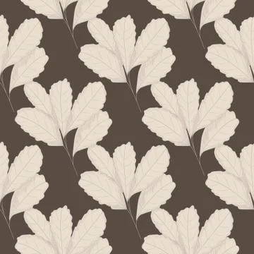 Vintage leaf seamless pattern on dark background. Tree leaves backdrop. Autum イラスト素材