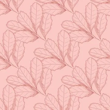 Vintage leaf seamless pattern on pink background. Tree leaves backdrop. Autum Stockillustratie