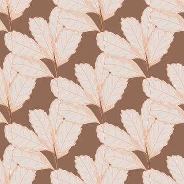 Vintage leaf seamless pattern. Tree leaves background. Autumn floral wallpape イラスト素材