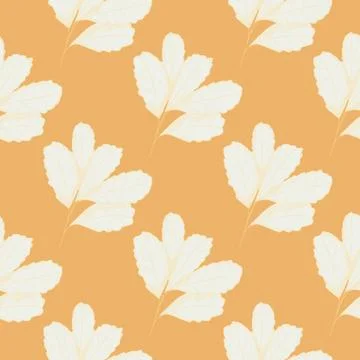 Vintage leaf seamless pattern on yellow background. Tree leaves backdrop. Aut Stock Illustration