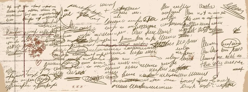 Vintage letter background with cursive writing on beige paper. Aged manuscript Stock Illustration