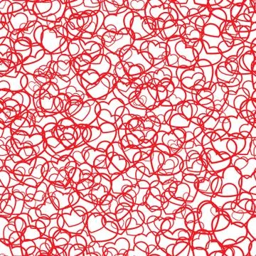 Vintage lettering seamless pattern background with hearts Stock Illustration