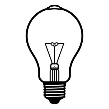 Vintage light bulb icon featuring a bright glowing filament 库存插图