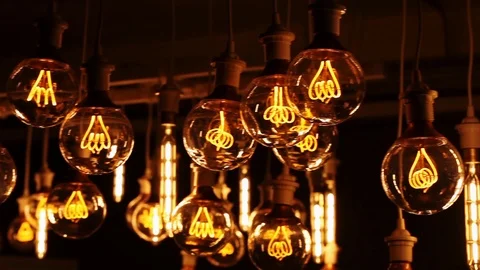 Vintage light bulbs lighting. Stock Footage 87834580