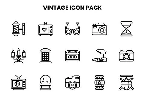 Vintage Line Set Icons Pack イラスト素材