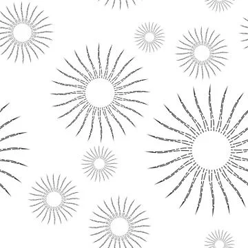 Vintage Linear Sunburst Seamless Pattern Stock Illustration