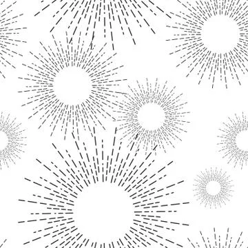 Vintage Linear Sunburst Seamless Pattern Illustrazione stock