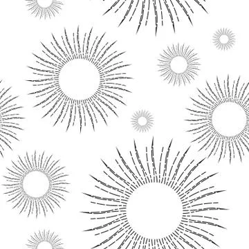 Vintage Linear Sunburst Seamless Pattern Stock Illustration