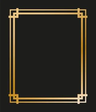 Vintage linear thin line geometric shape art deco retro design frame badge Illustrazione stock