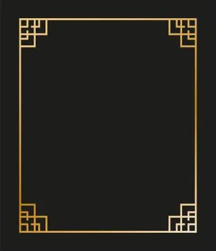 Vintage linear thin line geometric shape art deco retro design frame badge Stock Illustration