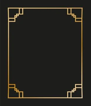 Vintage linear thin line geometric shape art deco retro design frame badge Stock Illustration