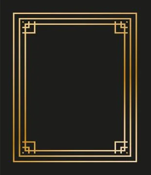 Vintage linear thin line geometric shape art deco retro design frame badge Stock Illustration