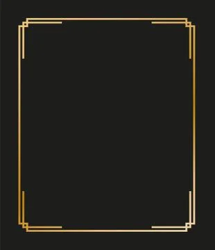 Vintage linear thin line geometric shape art deco retro design frame badge Stock Illustration