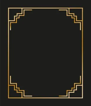 Vintage linear thin line geometric shape art deco retro design frame badge Stock Illustration