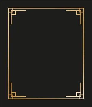 Vintage linear thin line geometric shape art deco retro design frame badge Stock Illustration