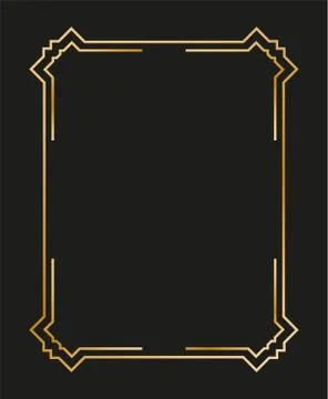 Vintage linear thin line geometric shape art deco retro design frame badge Stock Illustration