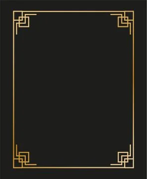 Vintage linear thin line geometric shape art deco retro design frame badge Stock Illustration