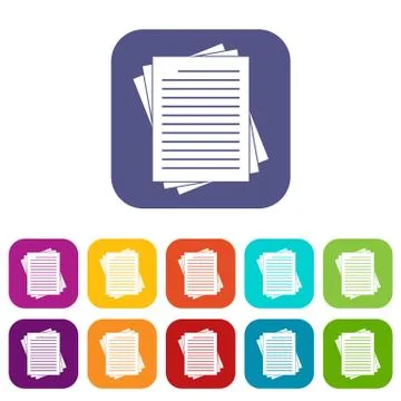 Vintage lined papers icons set flat Stock Illustration