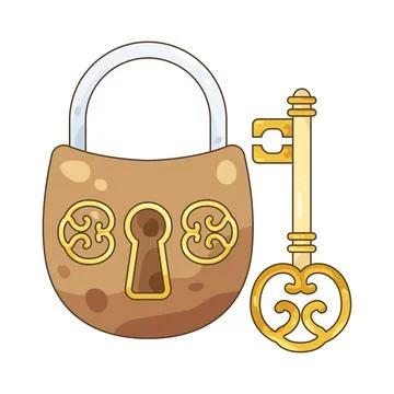 Vintage lock and key Stock Illustration