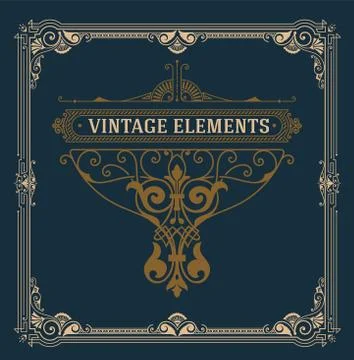 Vintage logo and frame template Stock Illustration
