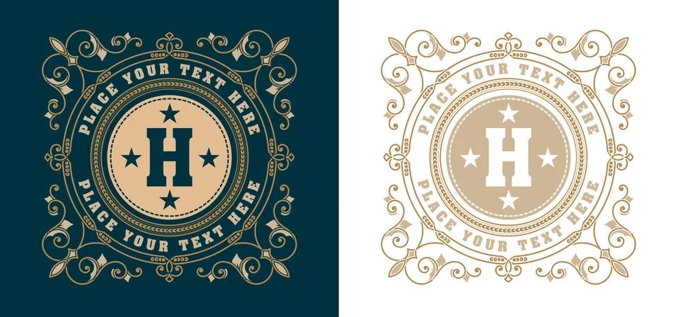 Vintage logo template, Hotel, Restaurant, Business or Boutique I Stock Illustration