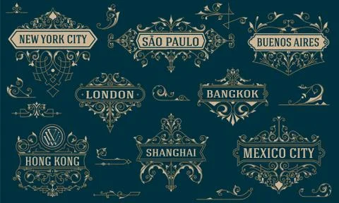 Vintage logos and elements. vector template. Stock Illustration