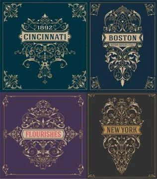 Vintage logos, Cards and elements. vector templates. Stock Illustration